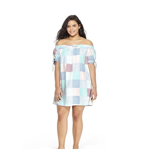 Vineyard Vines x Target Off-Shoulder Bardot Patchwork Whale Dress Size M - Picture 11 of 11